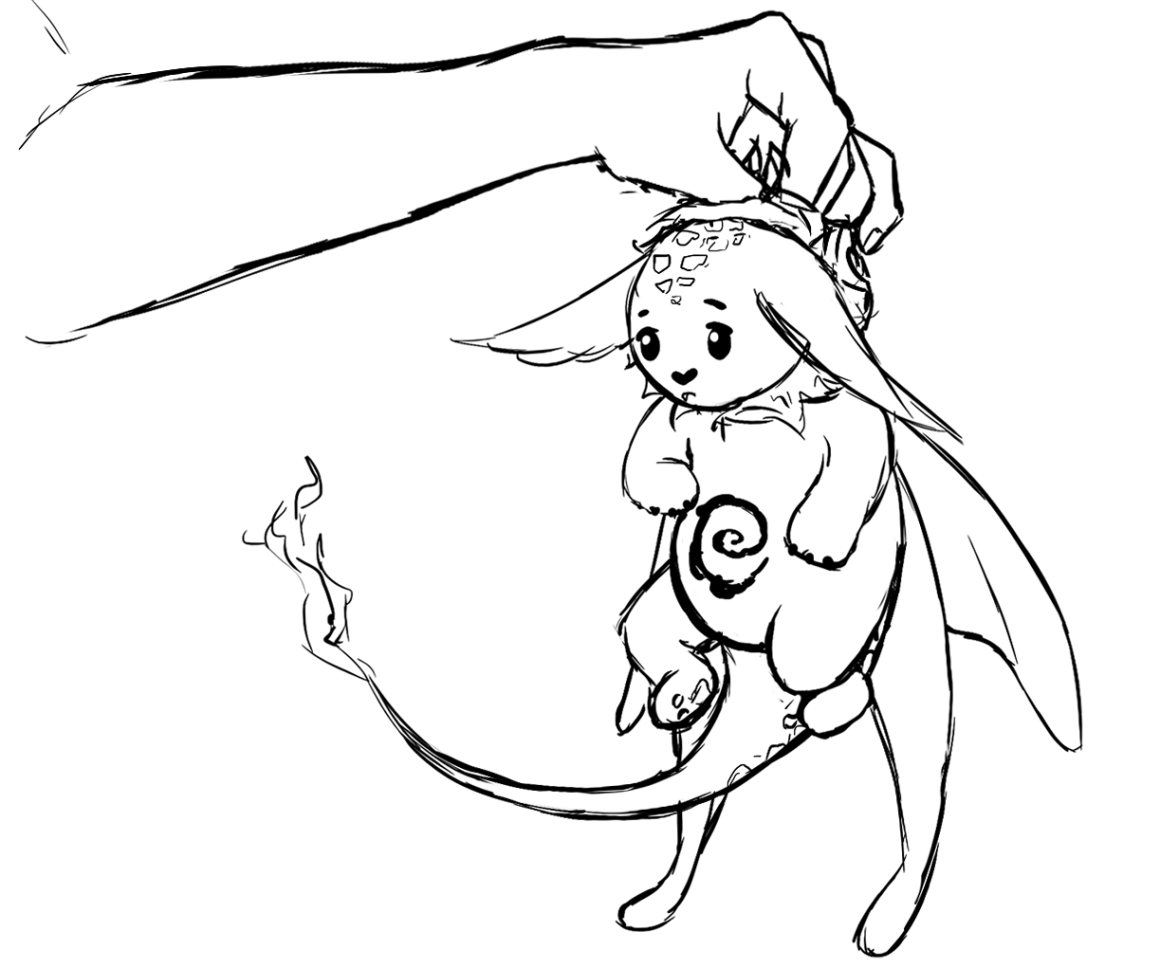 Black and white mascot sketch